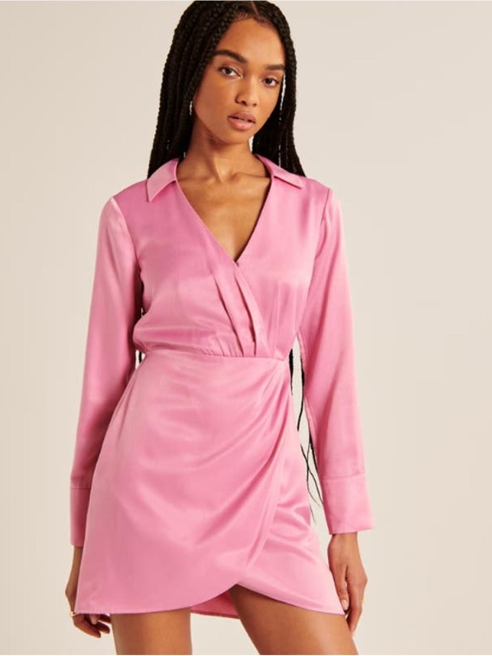 Abercrombie & Fitch Pink Satin Wrap Mini Dress Size M
